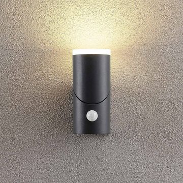 Lindby Außen-Wandleuchte Aspyn, LED-Leuchtmittel fest verbaut, warmweiß, Modern, Aluminium, Kunststoff, dunkelgrau (RAL 7016), 1 flammig, inkl.