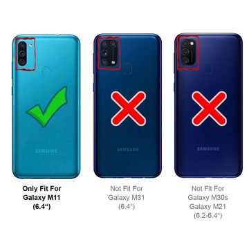 CoolGadget Handyhülle Schwarz als 2in1 Schutz Cover Set für das Samsung Galaxy M11 6,4 Zoll, 2x 9H Glas Display Schutz Folie + 1x TPU Case Hülle für Galaxy M11