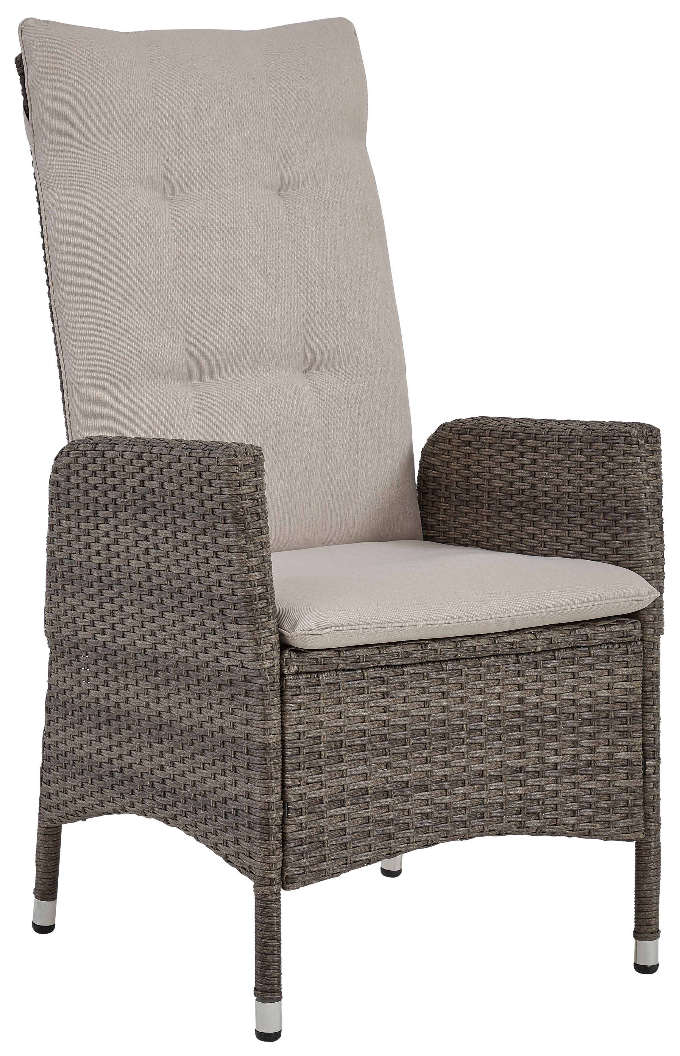 KONIFERA Garten-Essgruppe Casablanca, (Set, 7-tlg., 6x Sessel, 1x Tisch 180x90x74 cm, Stahl/Polyrattan), inkl. Auflagen