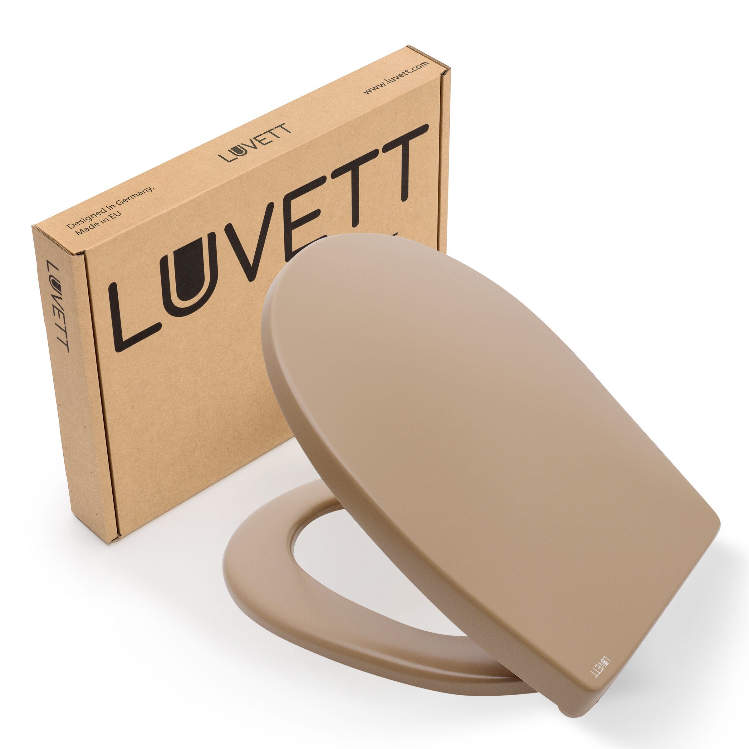 LUVETT WC-Sitz Farben C100 (Komplett-Set, Inklusive 3 Befestigungsarten), mit Original SoftClose® Absenkautomatik, Duroplast