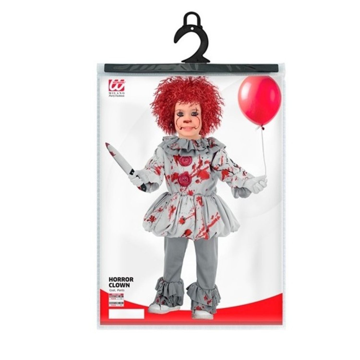 Widmann S.r.l. Clown-Kostüm Kostüm 'Vintage Horror Clown' für Kinder, Grau mi