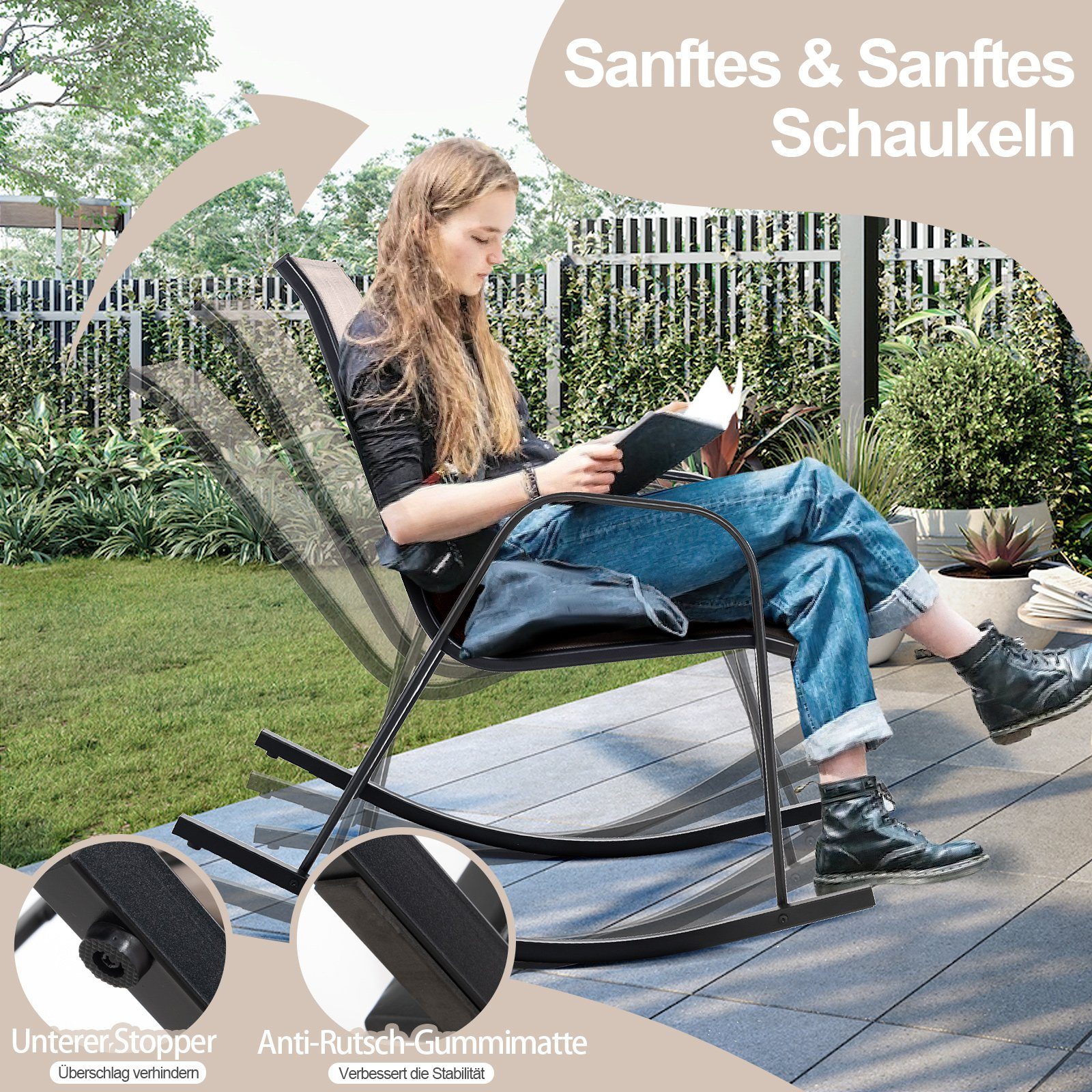 COSTWAY Gartenstuhl 2er Set Schaukelstuhl (2 günstig online kaufen