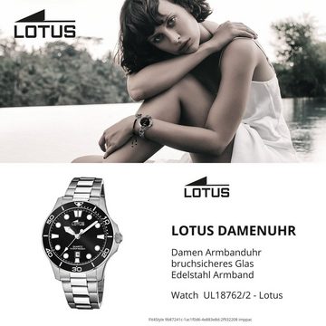 Lotus Quarzuhr Lotus Damen Armbanduhr Sport 18762/2, Damenuhr rund, mittel (ca. 39mm) Edelstahlarmband silber
