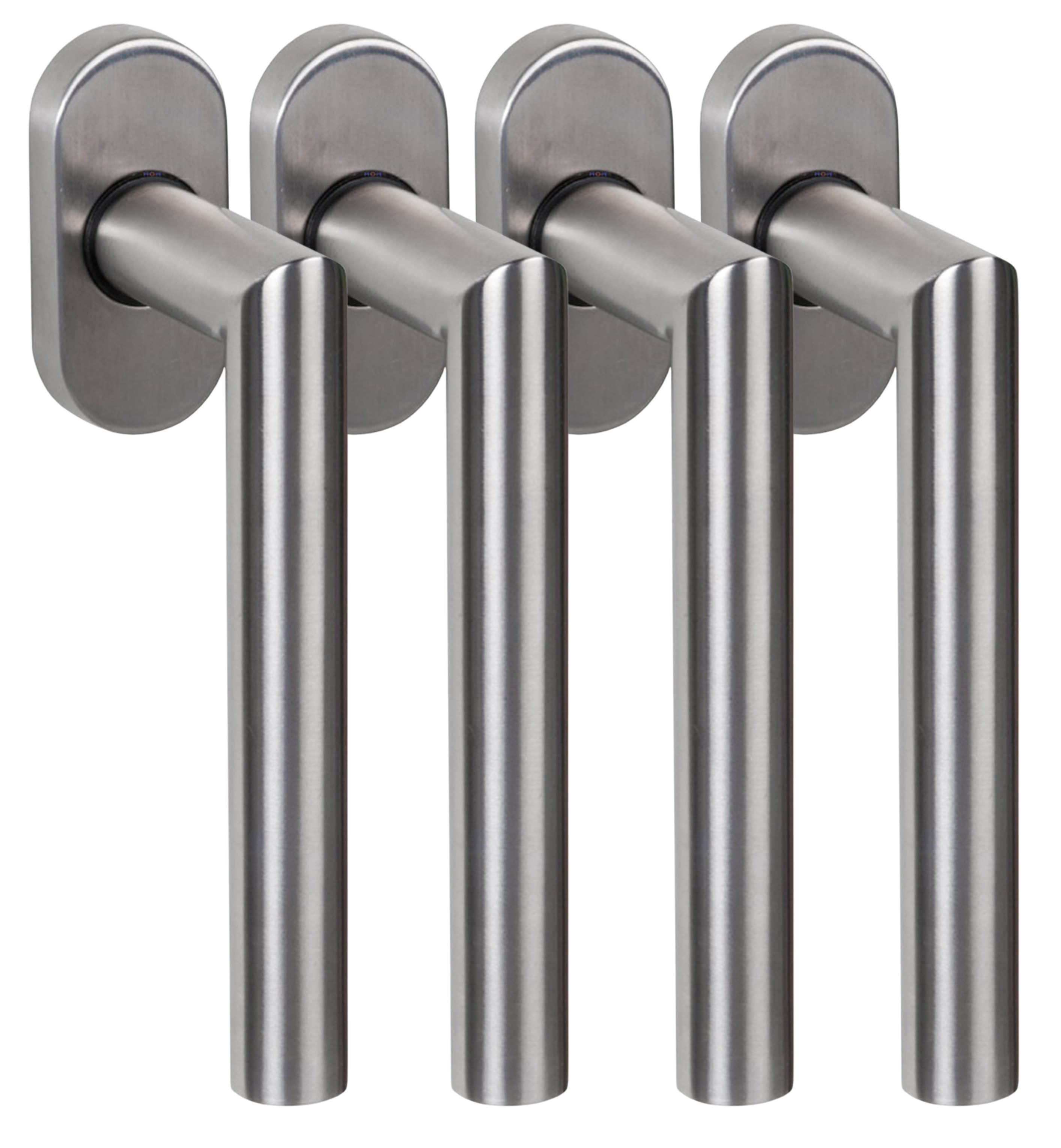 Fenstergriff Edelstahl Fenstergriff Set FG 4 L-Form 4 Stück Fensterbeschlag V2A, 4 x Fenstergriff FG-4, L: 13 cm, rostfreies Material