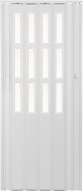 Standom Falttür Schiebetür Tür weiß mit Fenster Schloss H. 203 cm Türbreite bis 100 cm (1 Packung, 1-St., 1 Set), teils vormontiert