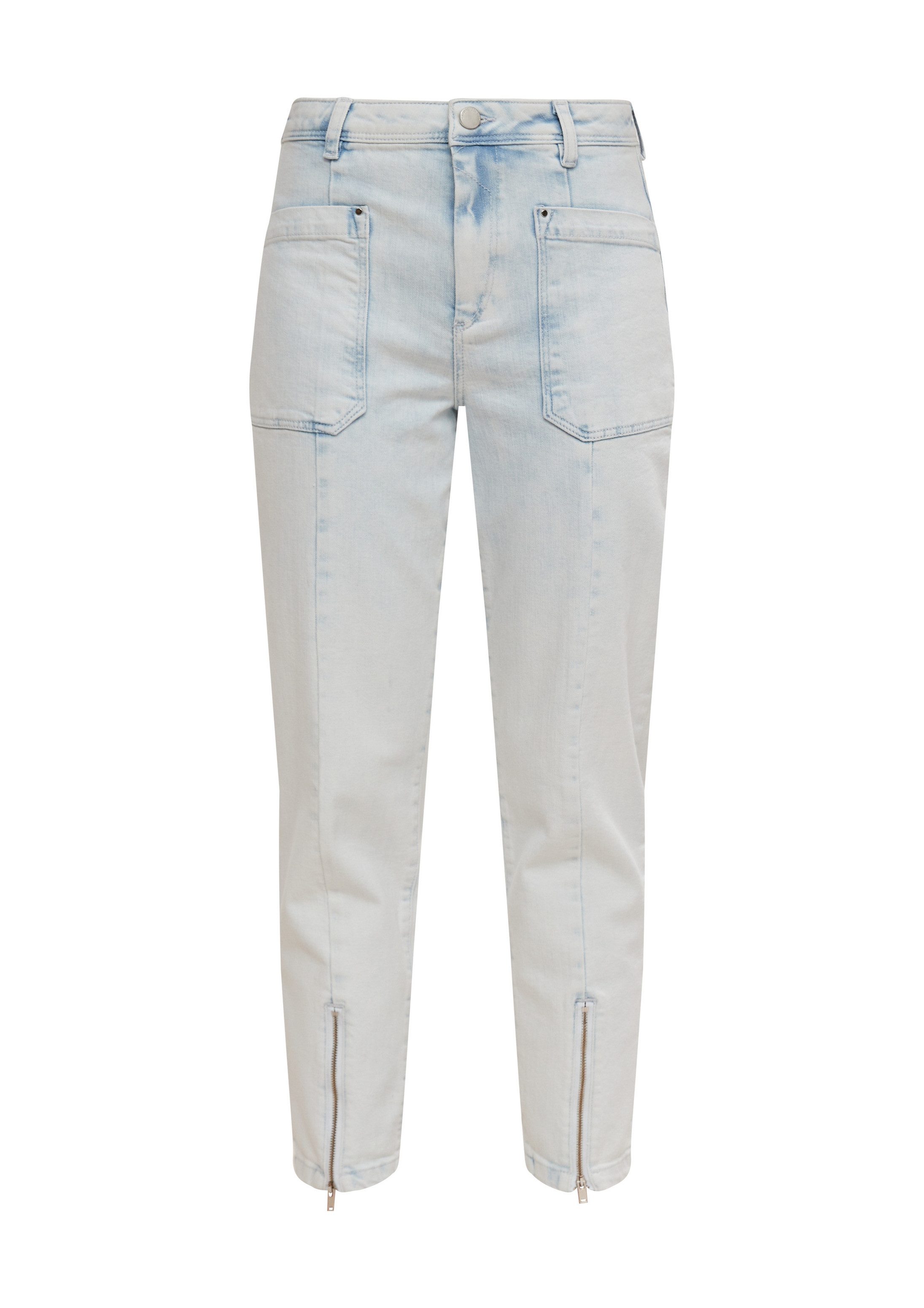comma Slim-fit-Jeans Jeans-Hose Relaxed: Jeans mit Zipp-Details