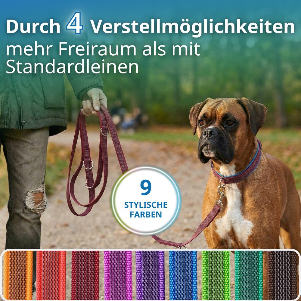 Activity4Dogs Hundeleine für große Hunde, Anti-Slip, 3 m lang, 4-fach verstellbar, TESTSIEGER, rutschfest, Nylon, sehr gut bei Regenwetter, Made in Germany – Bild 4 von 5