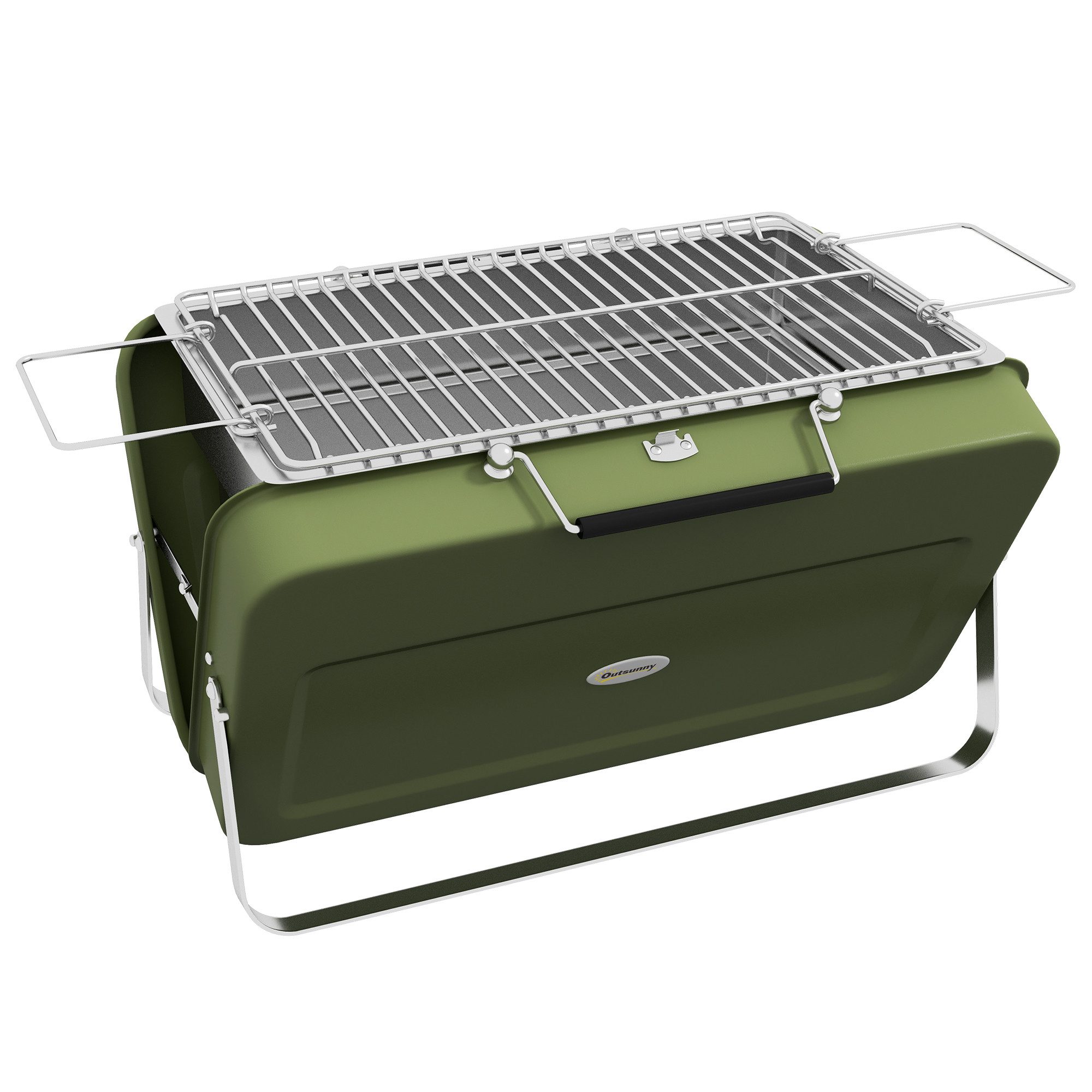 Novzep Holzkohlegrill Koffergrill, Mini-Kohlegrill mit Kohleschale Ascheauffangschale, klappbar Metallgehäuse