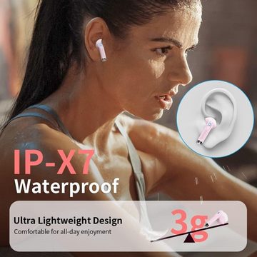 Drsaec Kabellos Bluetooth 5.3 IP7 Wasserdicht Ohrhörer LED-Anzeige In-Ear-Kopfhörer (Ergonomisches Design und stabile Verbindung für bequeme, zuverlässige Nutzung., mit 4 Mic,2023 Neue ENC Noise Cancelling Wireless Earbuds48HTieferBass)