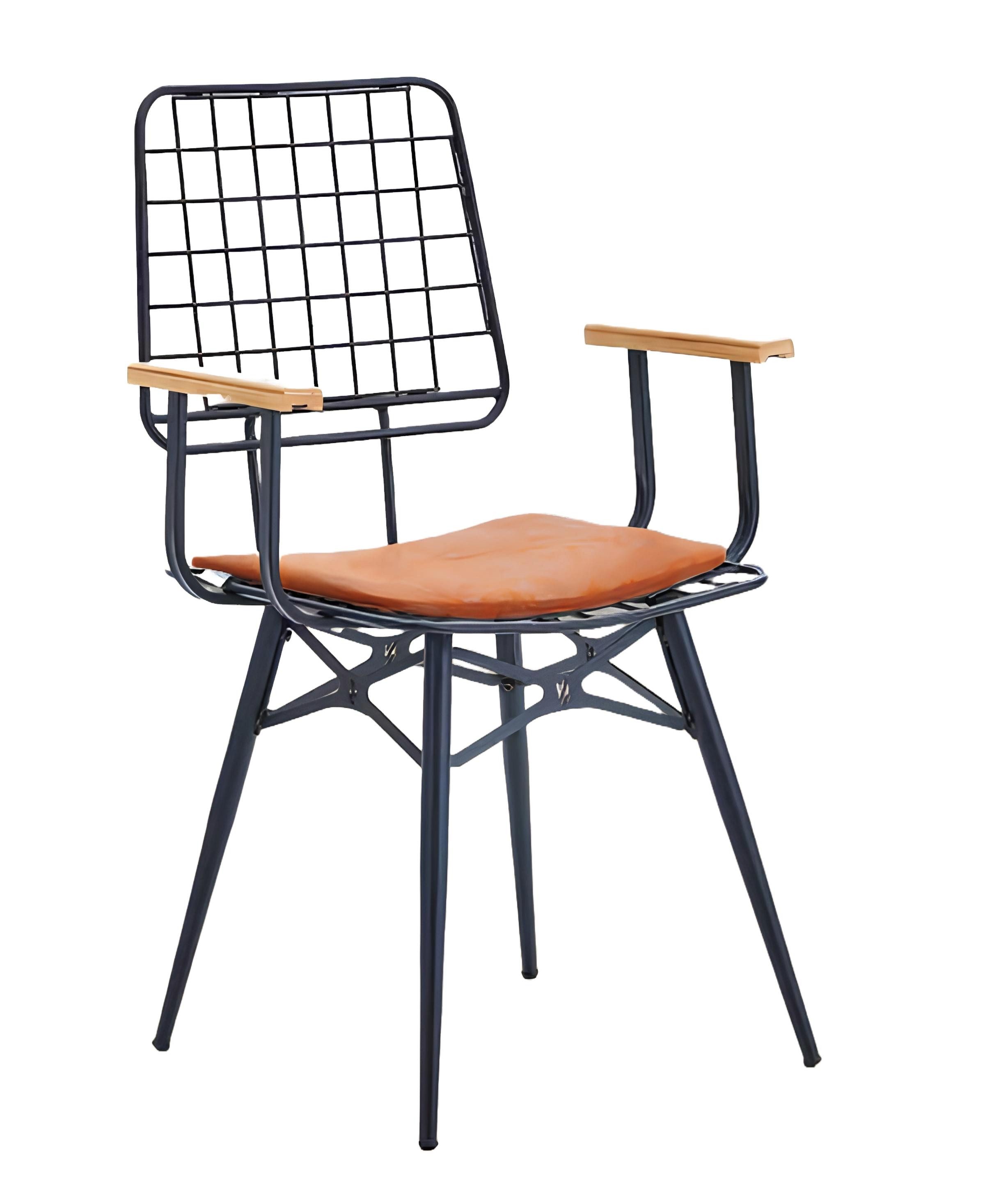 Xlmoebel Gartenstuhl Metallstuhl mit Kissen und Armlehnen in Orange, Hergestellt in Europa