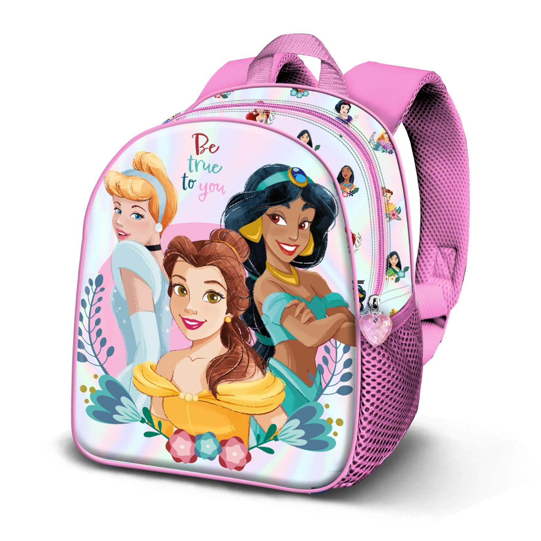 Kinderrucksack Disney Prinzessinnen Floral 3D kleiner Rucksack Kindergartenrucksack