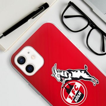 DeinDesign Handyhülle 1. FC Köln Offizielles Lizenzprodukt EffZeh 1. FC Köln rot, Apple iPhone 12 Silikon Hülle Bumper Case Handy Schutzhülle