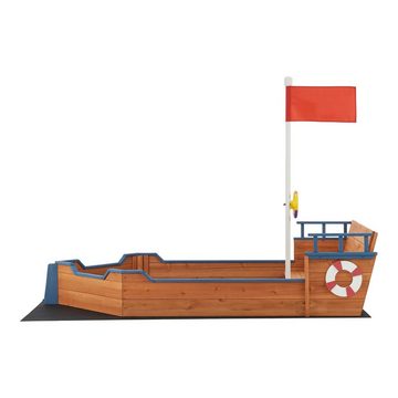 en.casa Sandkasten, »Mestia« Piratenschiff Sandkiste 136x193x94cm Tannenholz