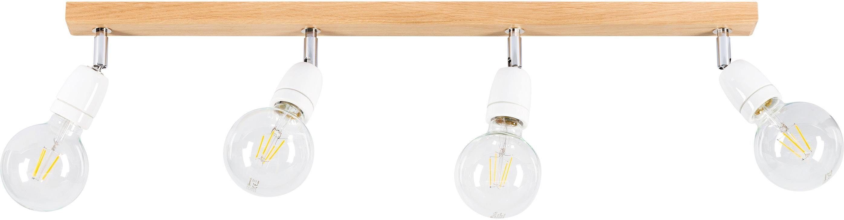 BRITOP LIGHTING Deckenleuchte PORCIA mit Porzellan und WOOD, Flexibel einstellbar Leuchtmittel, Eichenholz, Retro-Design ohne