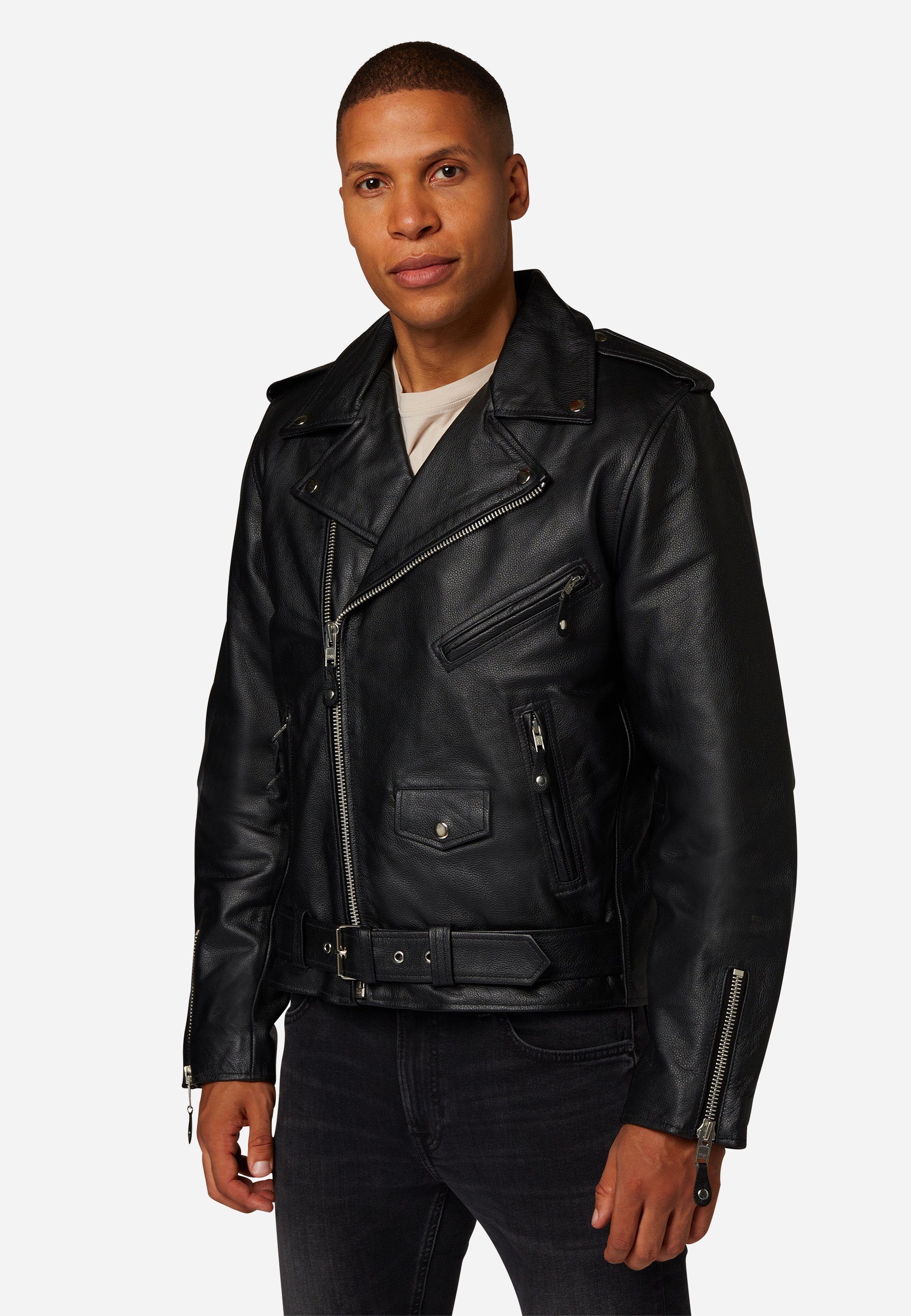 RICANO Lederjacke Brando Biker-Jacke, hochwertiges Büffel stylische Leder