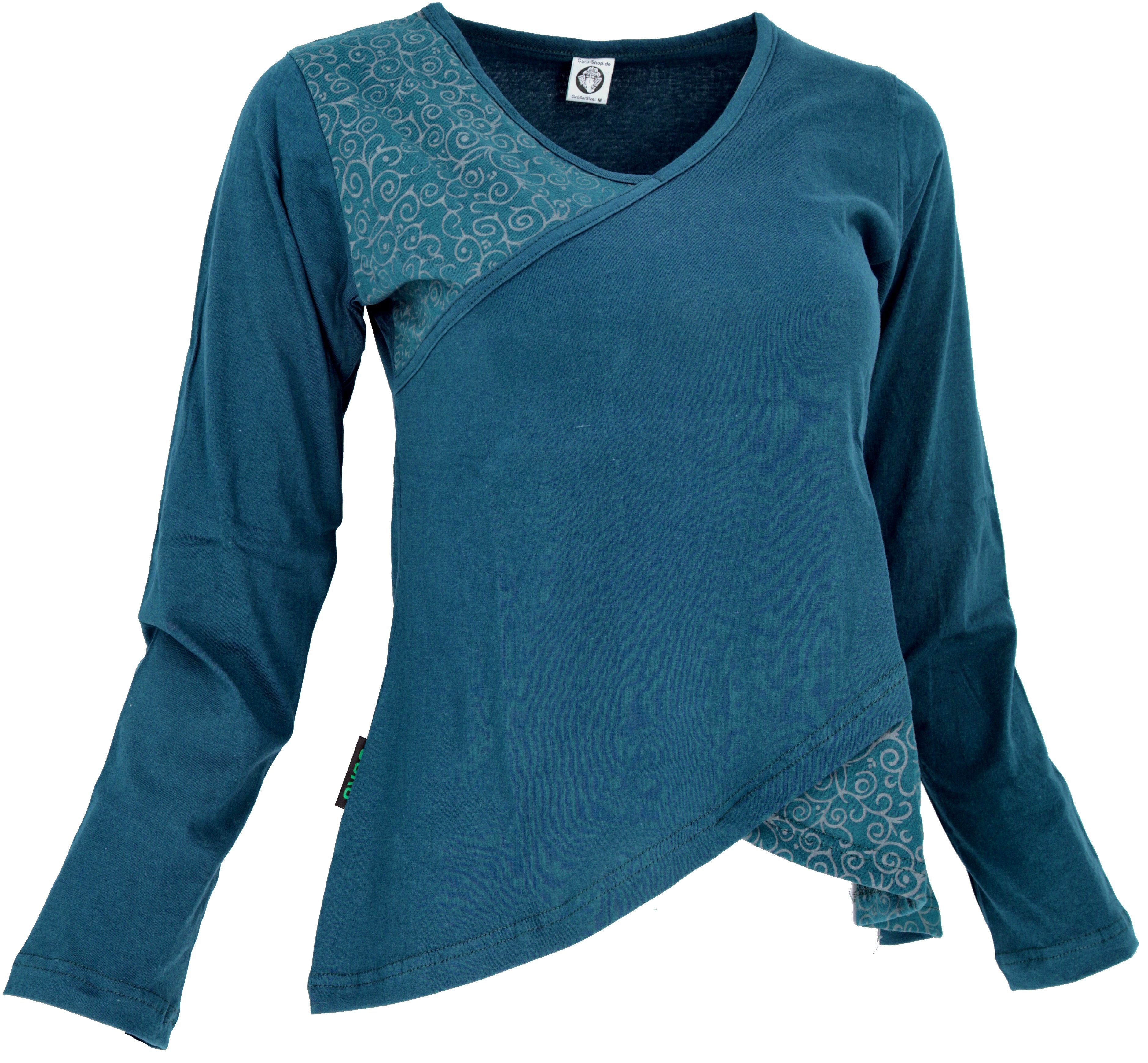 Guru-Shop Longsleeve Langarmshirt Boho-chic - blau alternative Bekleidung günstig online kaufen