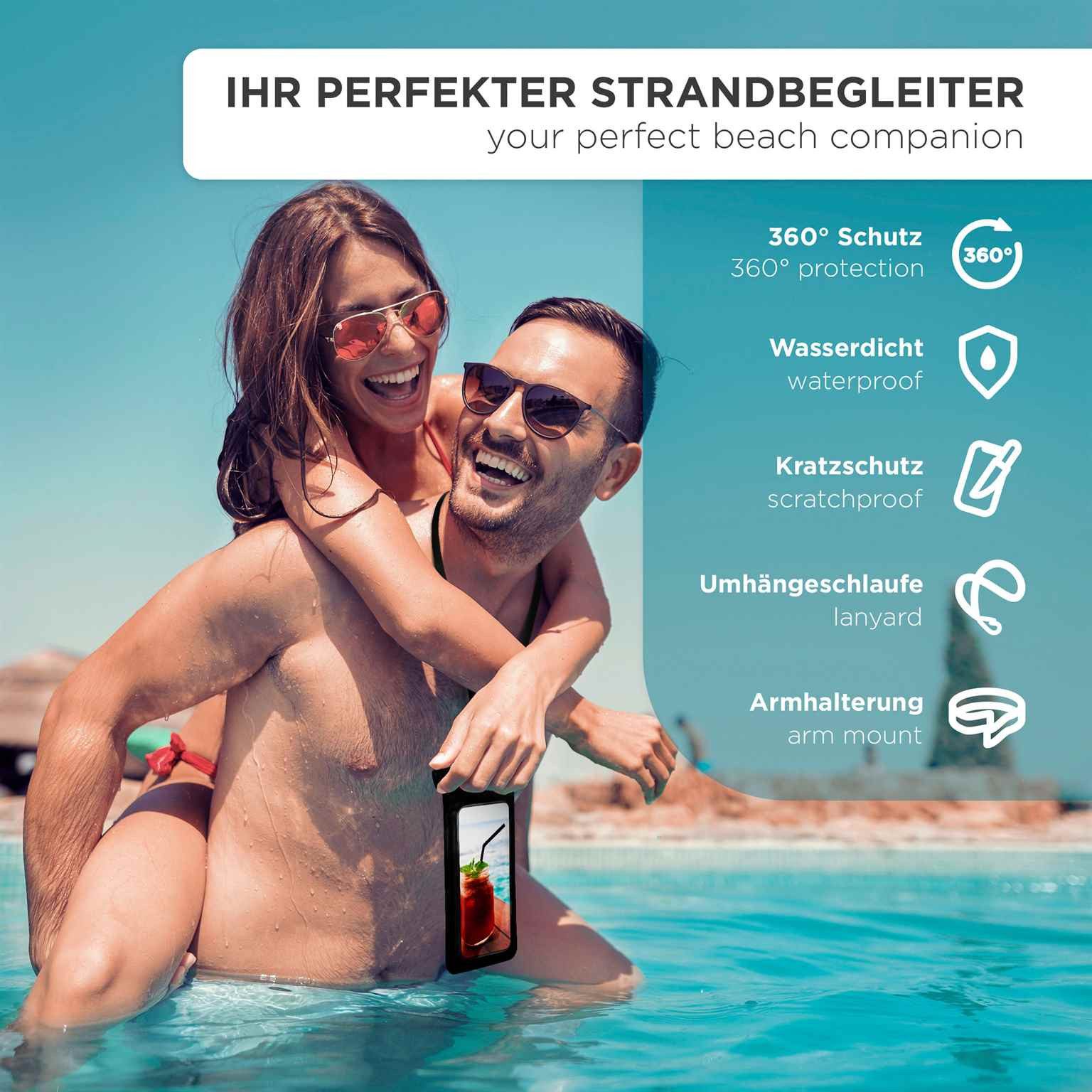 ONEFLOW Handyhülle für Samsung Galaxy S8 Plus Wasserdichte Tasche BeachBag Schwarz 6,2 Zoll, Hülle mit Touch Kamera Fenster IPX8 Unterwasser-Tasche zum Schwimmen