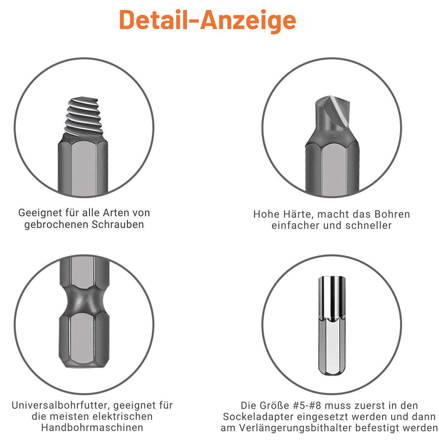 TACKLIFE Bit-Schraubendreher Bit-Schraubenausdreher, Beschädigte Schraube Extraktor Kit