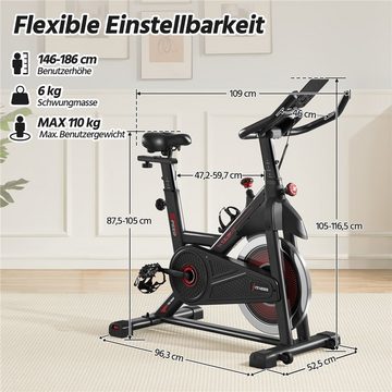 Yaheetech Fitnessbike, Heimtrainer Fahrrad für Zuhause mit LCD Display Verstellbar