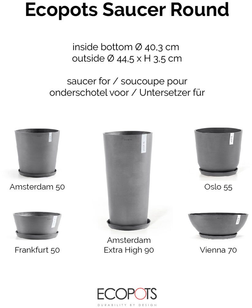 ECOPOTS Blumentopfuntersetzer ROUND SAUCER Grey, BxTxH: 44,5x44,5x3,5 cm günstig online kaufen
