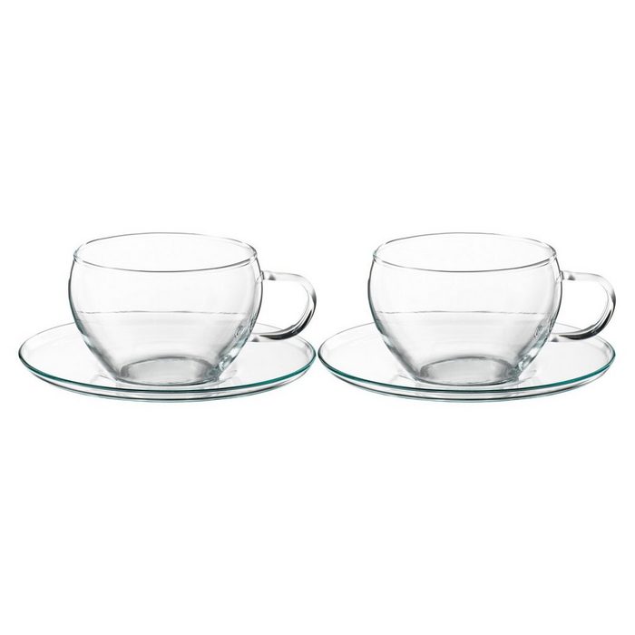 BOHEMIA SELECTION Teeglas Tea&Coffee Teetassen mit Unterteller 250 ml Glas