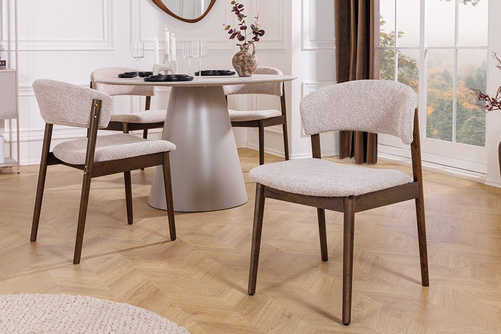 riess-ambiente Esszimmerstuhl VALHALLA WOOD braun/beige - Eiche-Massivholz, Strukturstoff, Retro (Einzelartikel, 1 St), Zeitloser Scandi-Sessel - ideal f. Wohn- – Bild 4 von 5