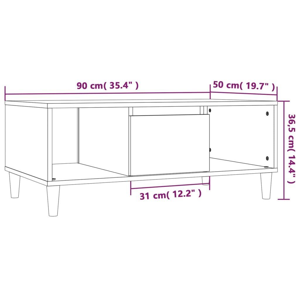 90x50x36,5 cm vidaXL Holzwerkstoff (1-St) Räuchereiche Couchtisch Räuchereiche Couchtisch | Räuchereiche