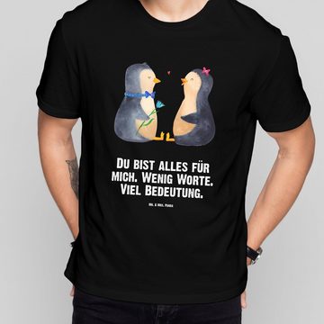 Mr. & Mrs. Panda T-Shirt Pinguin Pärchen - Schwarz - Geschenk, Party, Shirt, Liebe, Verlobung, (1-tlg)