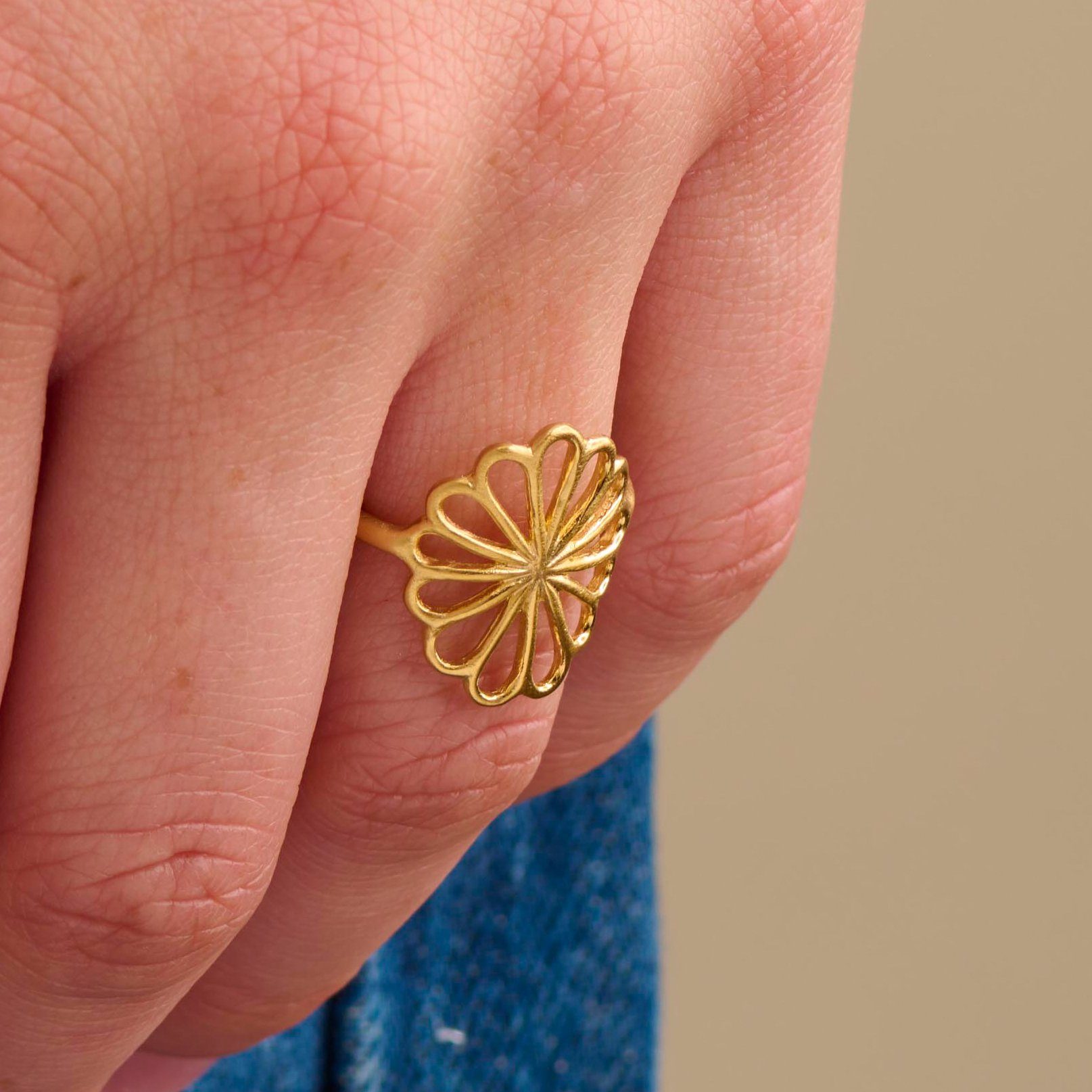 Pernille Corydon Fingerring Small Bellis Ring Damen, Silber 925, 18 Karat vergoldet