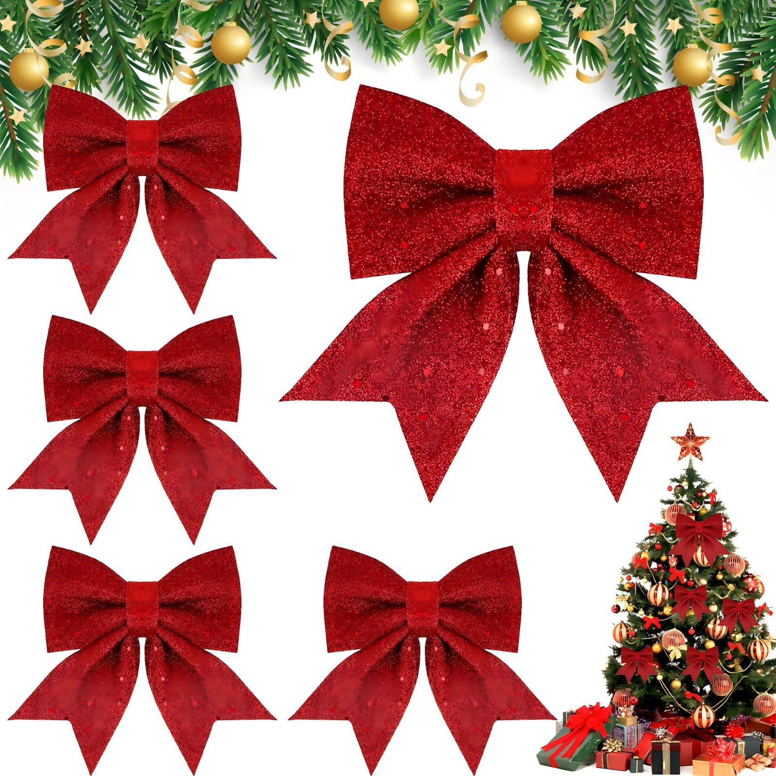 Coonoor Weihnachtsbaumschleife Weihnachtsbaum Schleifen Set, Weihnachtsdeko günstig online kaufen