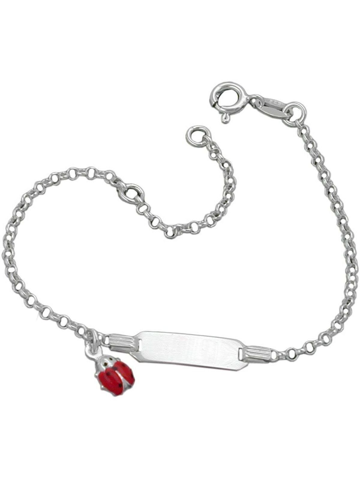 Gallay ID Armband für Kinder Ankerkette Gravurplatte 19x58mm Marienkäfer Silber 925 18cm (Armband, 1-tlg)