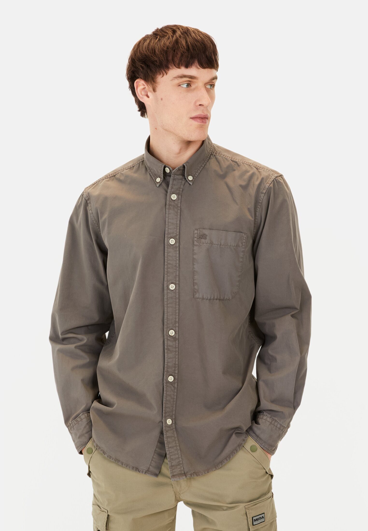camel active Langarmhemd mit Brusttasche Langarm Button-Down Button-Down günstig online kaufen