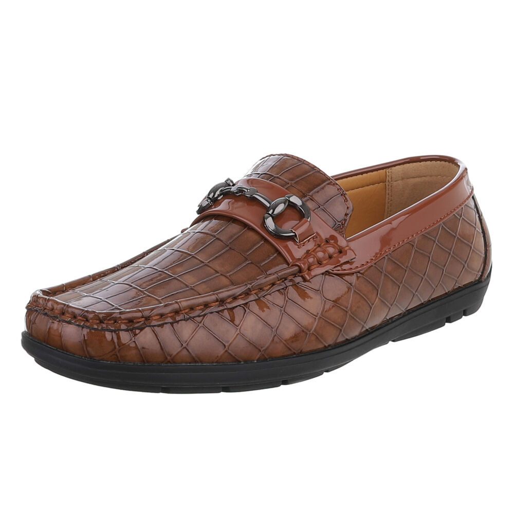 Coolwalk Eleganter Mokassin mit Kroko-Prägung für Herren Slipper (90112448) Flach Slipper in Camel