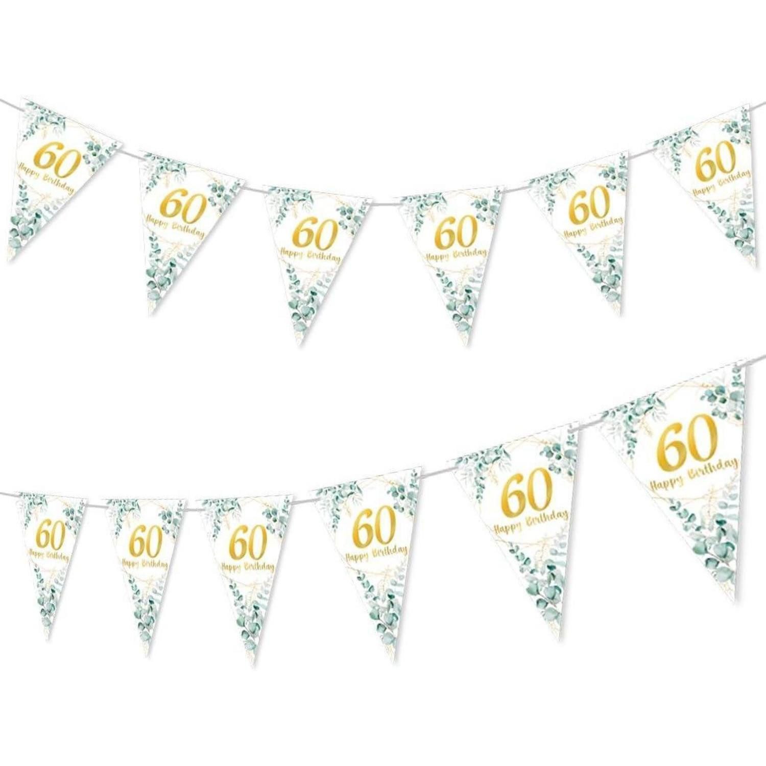 LuxusKollektion Wimpelkette Wimpelkette Geburtstag Happy Birthday Frauen Männer Grün Gold Weiß 60