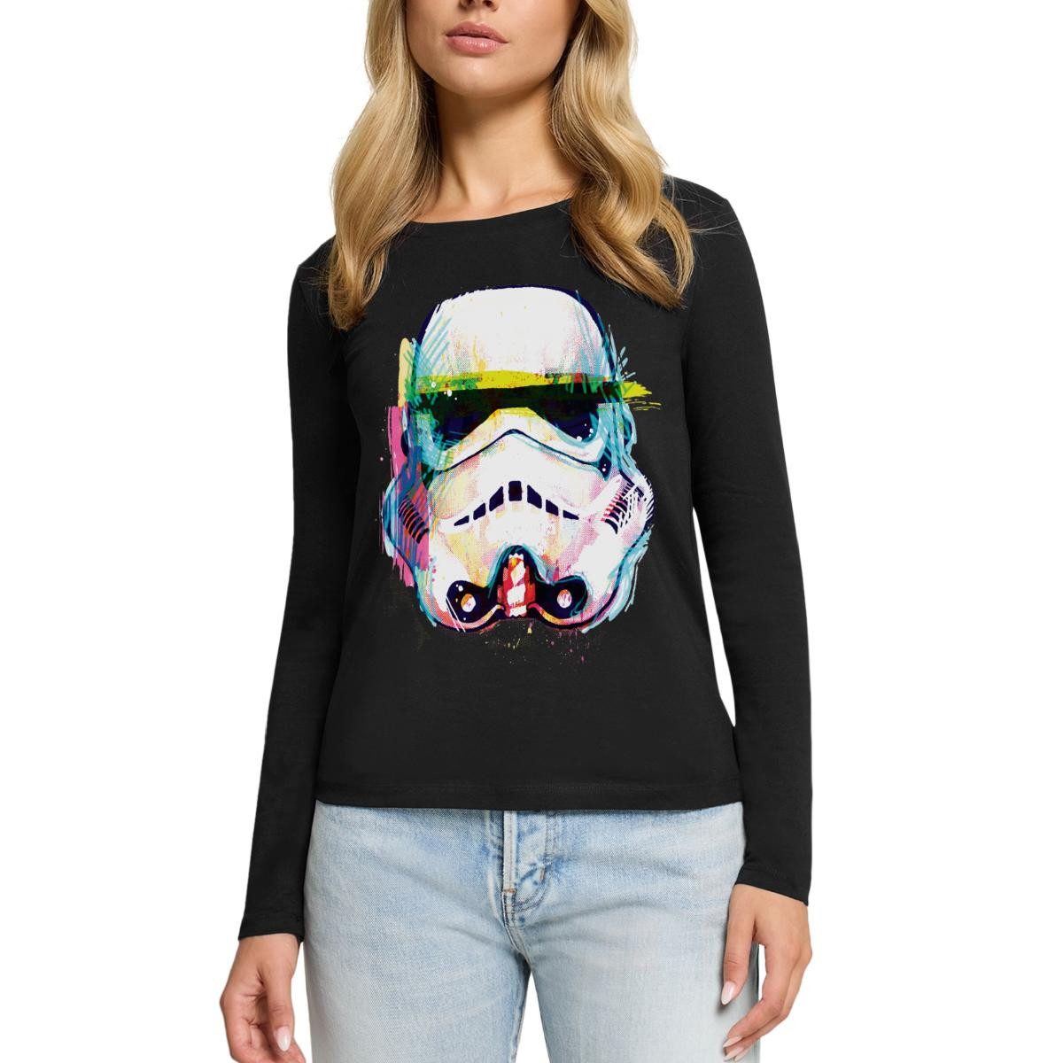 T-Shirt Star Wars Stormtrooper Portrait Artsy-Look Premium Langarmshirt Damen