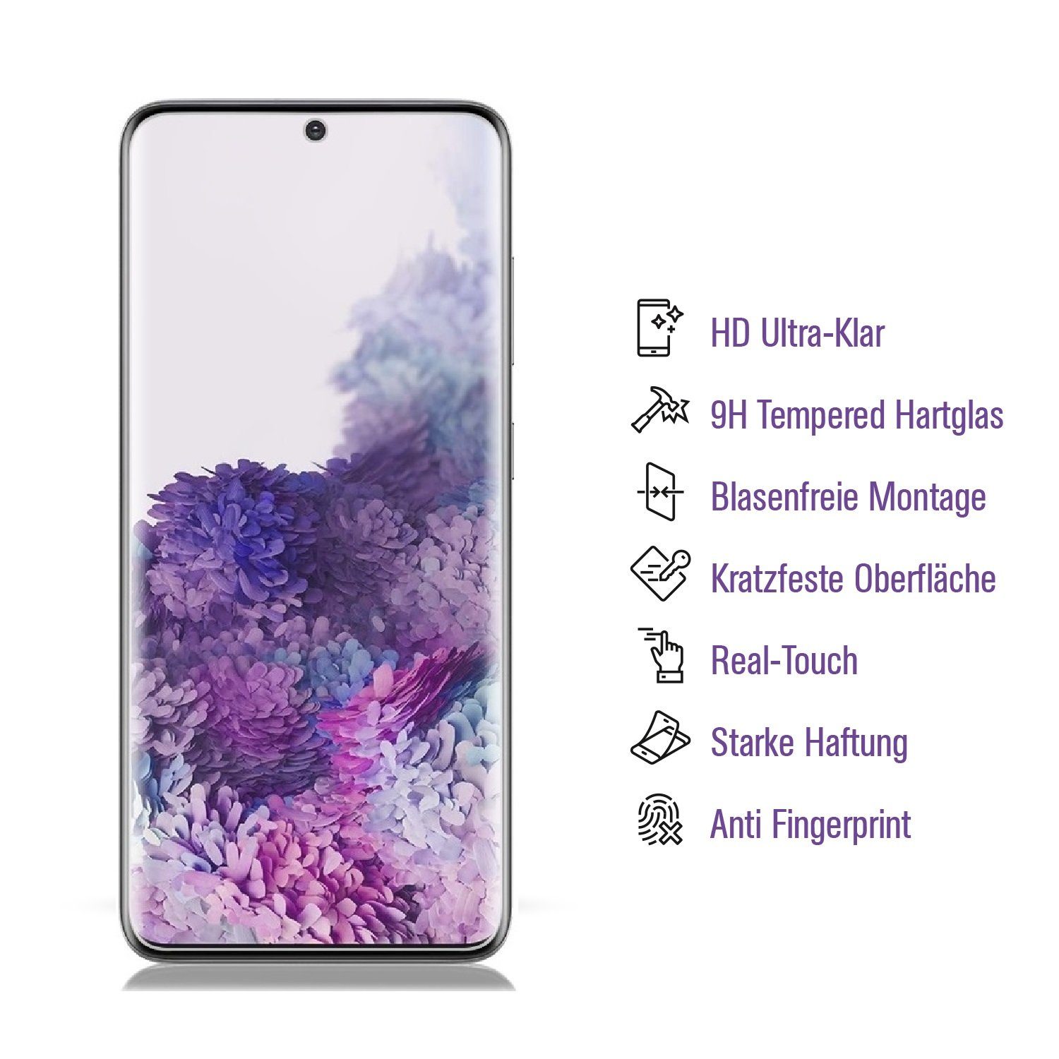 Protectorking Schutzfolie 1x UV-Liquid 9H Panzerglas für Samsung Galaxy S20 Ultra 3D KLAR echtes, (1-Stück), Displayschutzglas, Schutzglas Echtglas Tempered 9H Härte HD-KLAR
