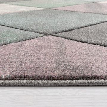 Teppich Lara 238, Paco Home, rechteckig, Höhe: 16 mm, Kurzflor, Pastell-Farben, handgefertigter Konturenschnitt