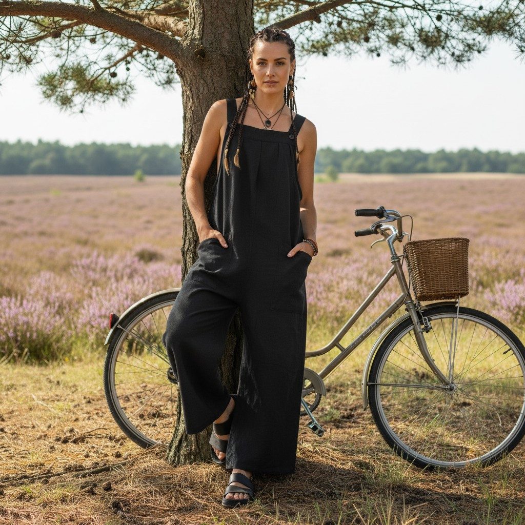 Guru-Shop Relaxhose Luftige Latzhose, Ethno Style Boho oversize.. alternative Bekleidung