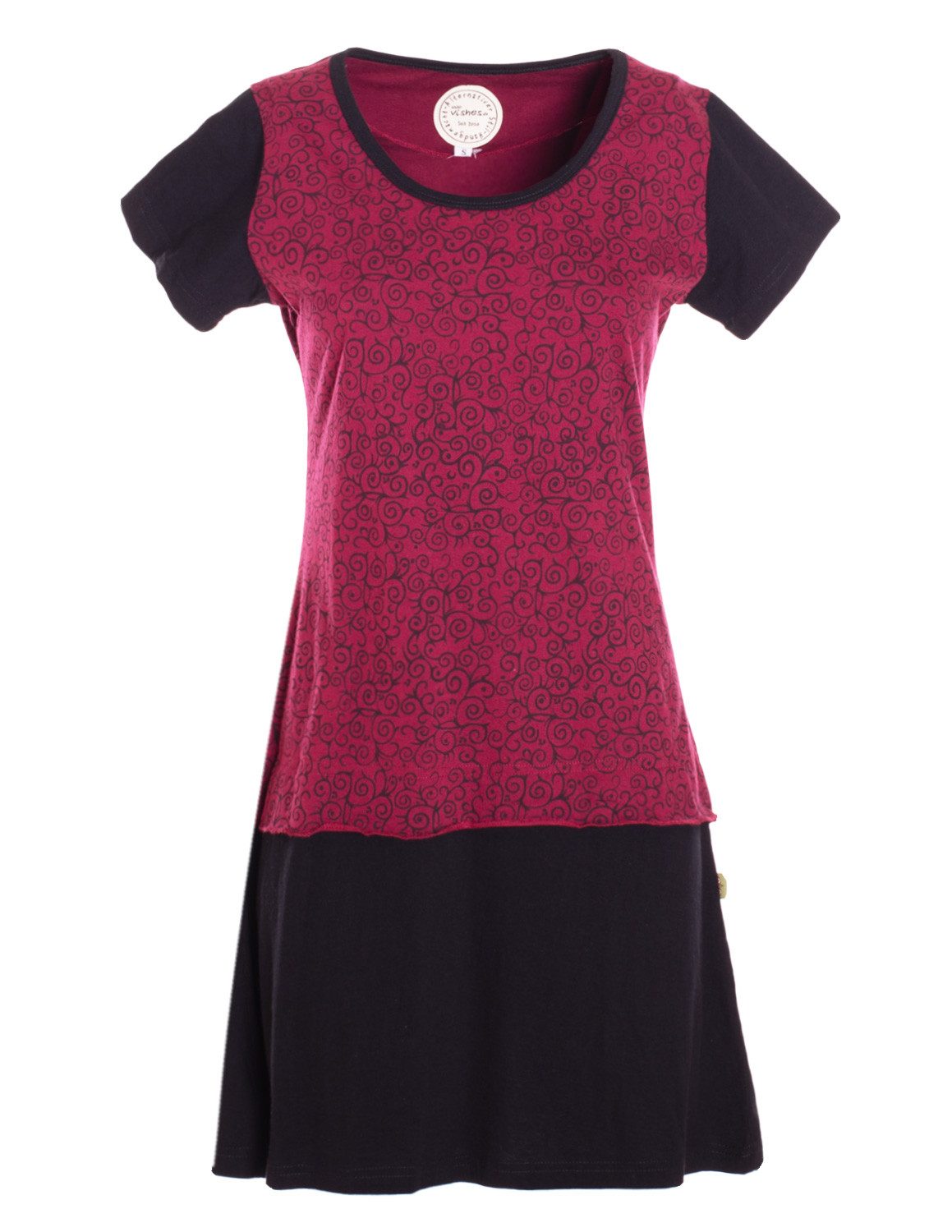 Vishes Jerseykleid Sommerkleid Damen Kurzarm Bedruckt Jersey Baumwolle A-Linie Alternative Mode, Boho, Hippie, Ethno, Festival
