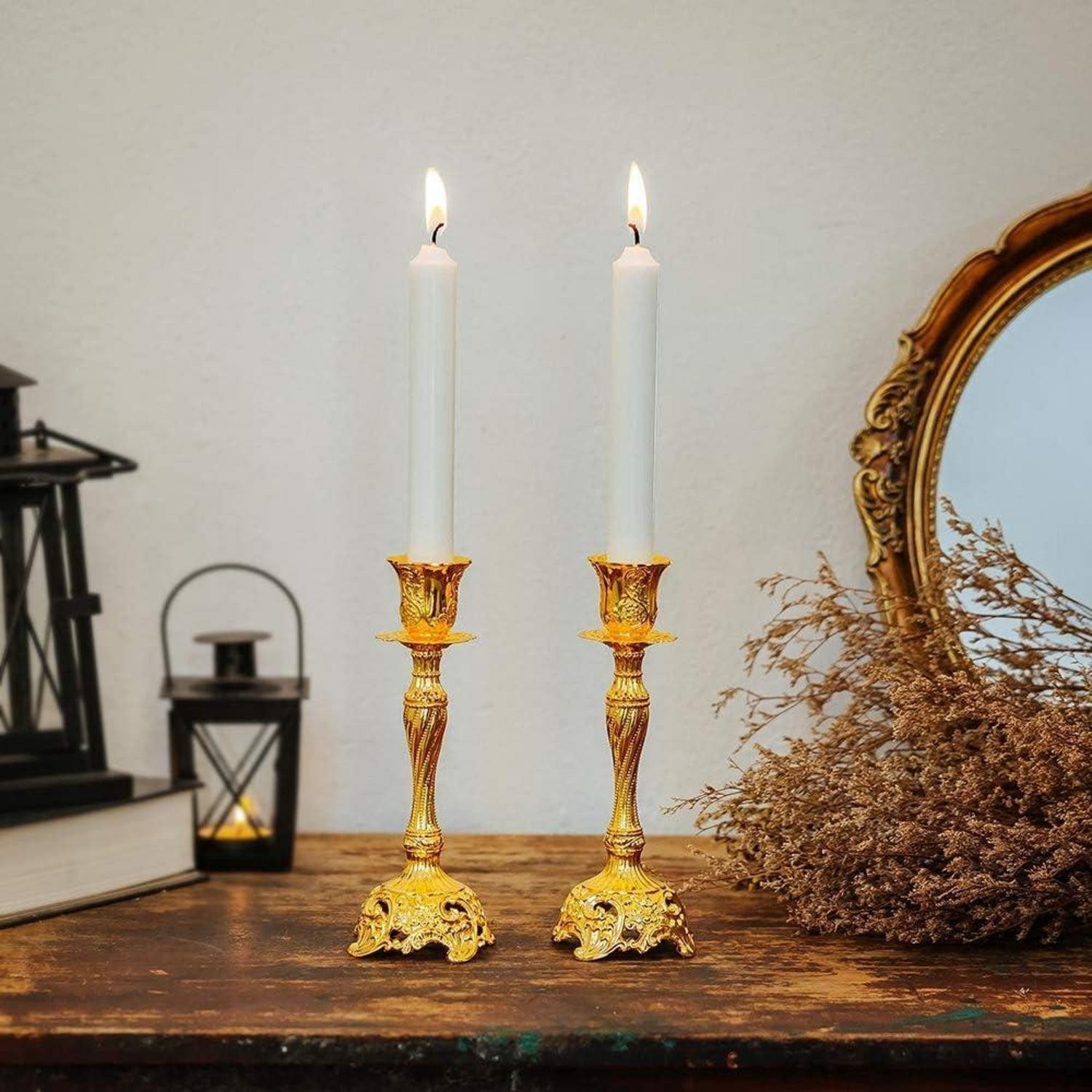 LuxusKollektion Kerzenleuchter 2er Set Kerzenständer Kerzenhalter Gold Metall Vintage Deko Tischdeko (1 St) – Bild 2 von 5