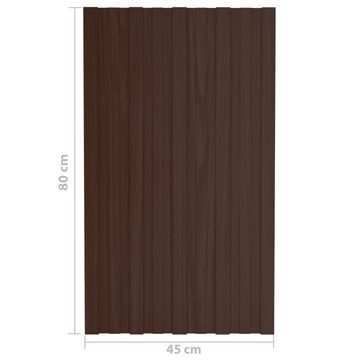 vidaXL Deckenplatten Dachpaneele 12 Stk. Verzinkter Stahl Braun 80x45 cm, (12-tlg)