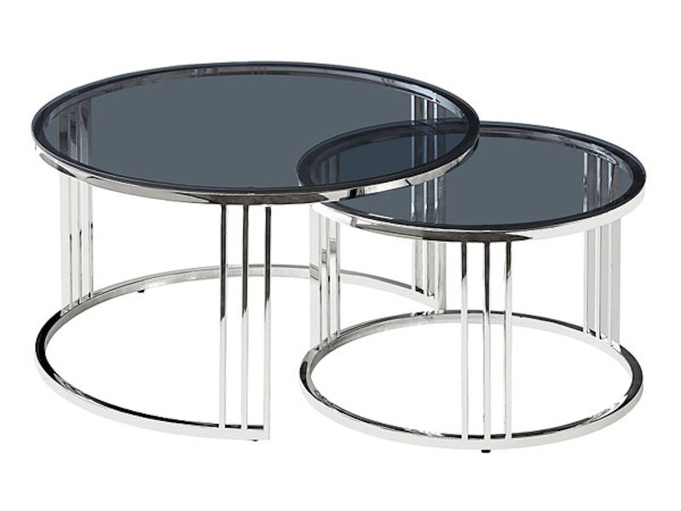 Feldmann-Wohnen Couchtisch Vienna (1-St), 60x60cm 80x80cm Silber Rauchglas