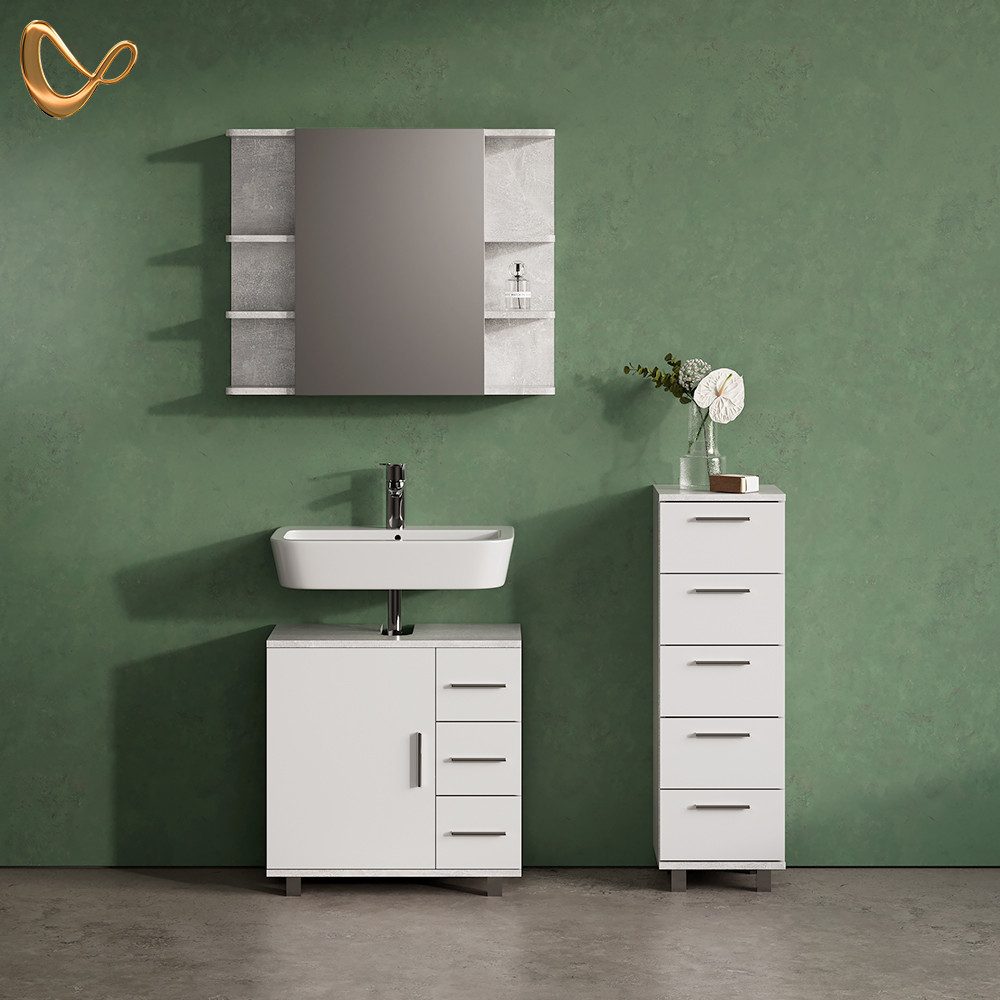 Livinity® Waschbeckenunterschrank Eisak, Beton, 60 x 60 cm günstig online kaufen