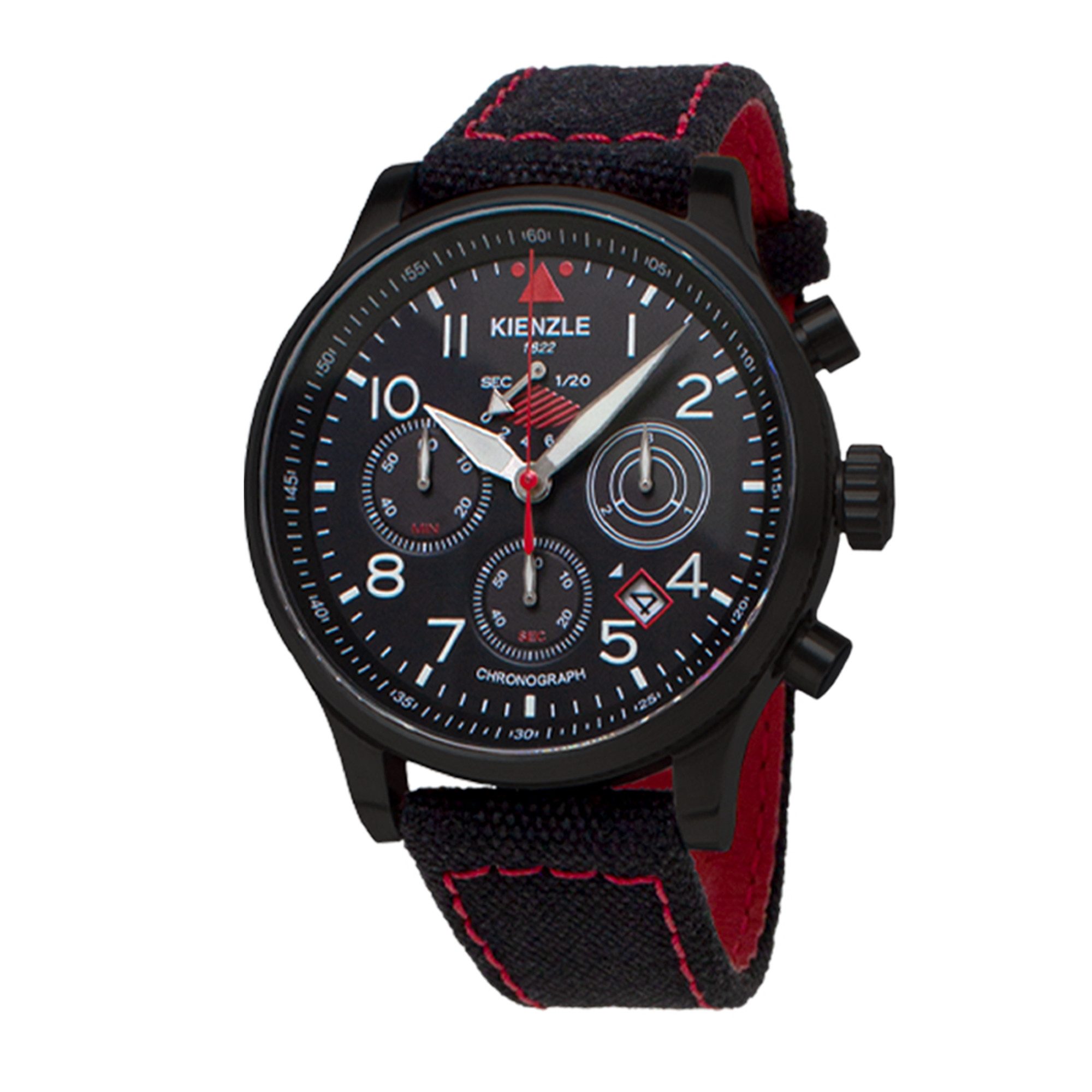 Kienzle Quarzuhr REISEN Quarz Chrono Armbanduhr schwarz-rot