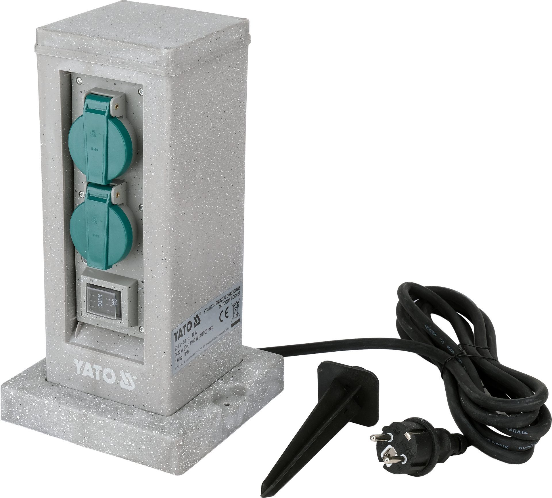 Yato Gartensteckdose Gartensteckdosensäule mit Dämmerungssensor und 4 Anschlüssen, Gartensteckdosensäule mit Dämmerungssensor und 4 Anschlüssen, Gartensteckdosensäule mit Dämmerungssensor und 4 Anschlüssen
