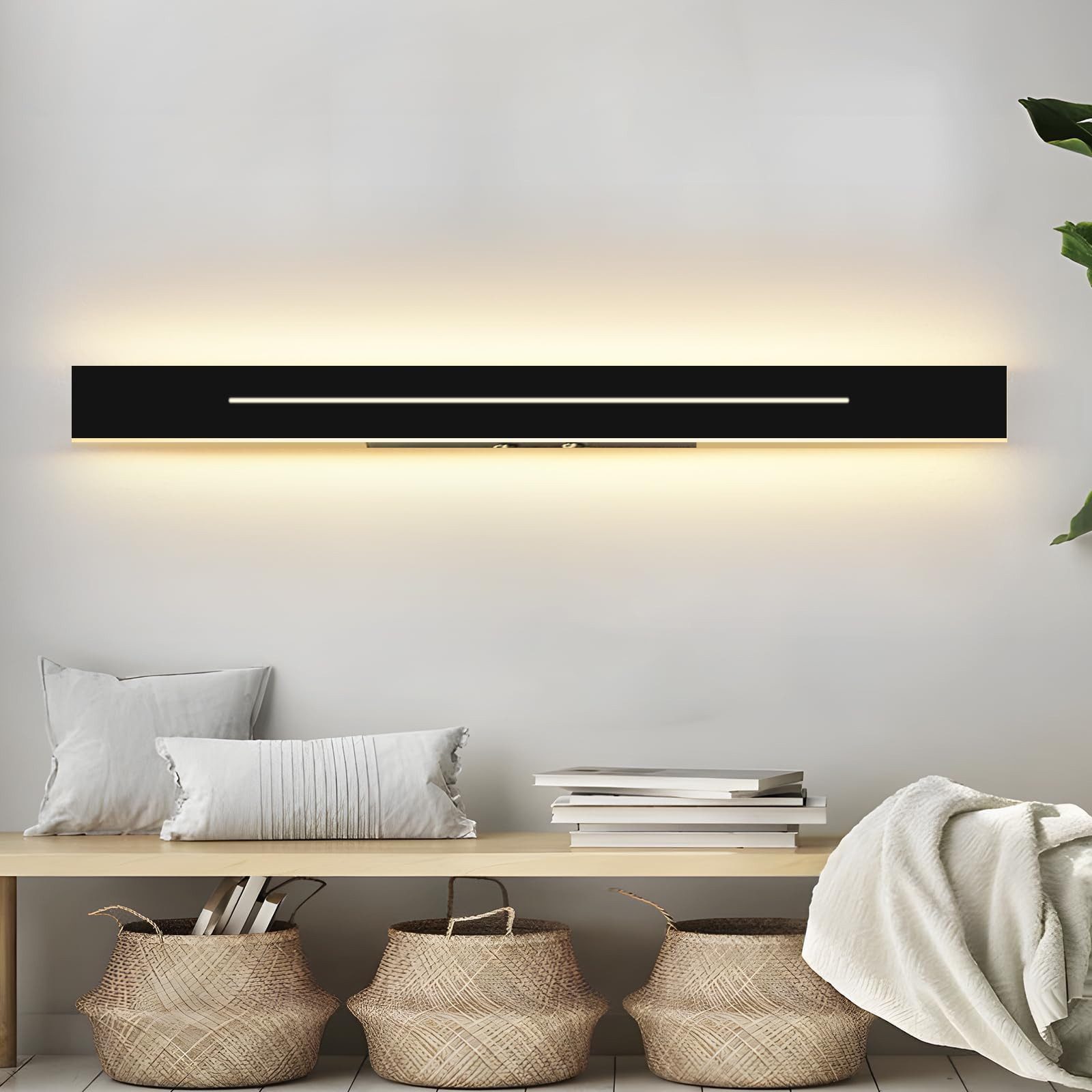 Nettlife LED Wandleuchte LED Wandleuchte 60cm Schwarz warmweiß schlanke, LE günstig online kaufen