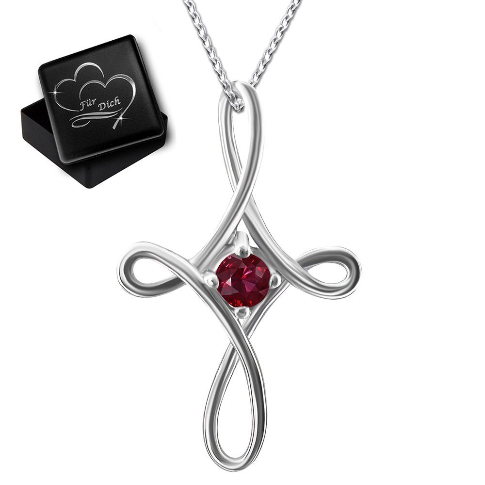 Limana Kreuzkette echter Edelstein Rubin 925 Sterling Silber Kette mit Kreuz Anhänger (inkl. Geschenkdose), Geschenk für Frauen Damen Ehefrau Freundin Mutter