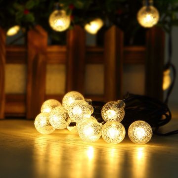 Globo LED Dekolicht, LED-Leuchtmittel fest verbaut, Warmweiß, Solar Lichterkette 40x LED Kugel Pavillon Garten Balkon Lampe