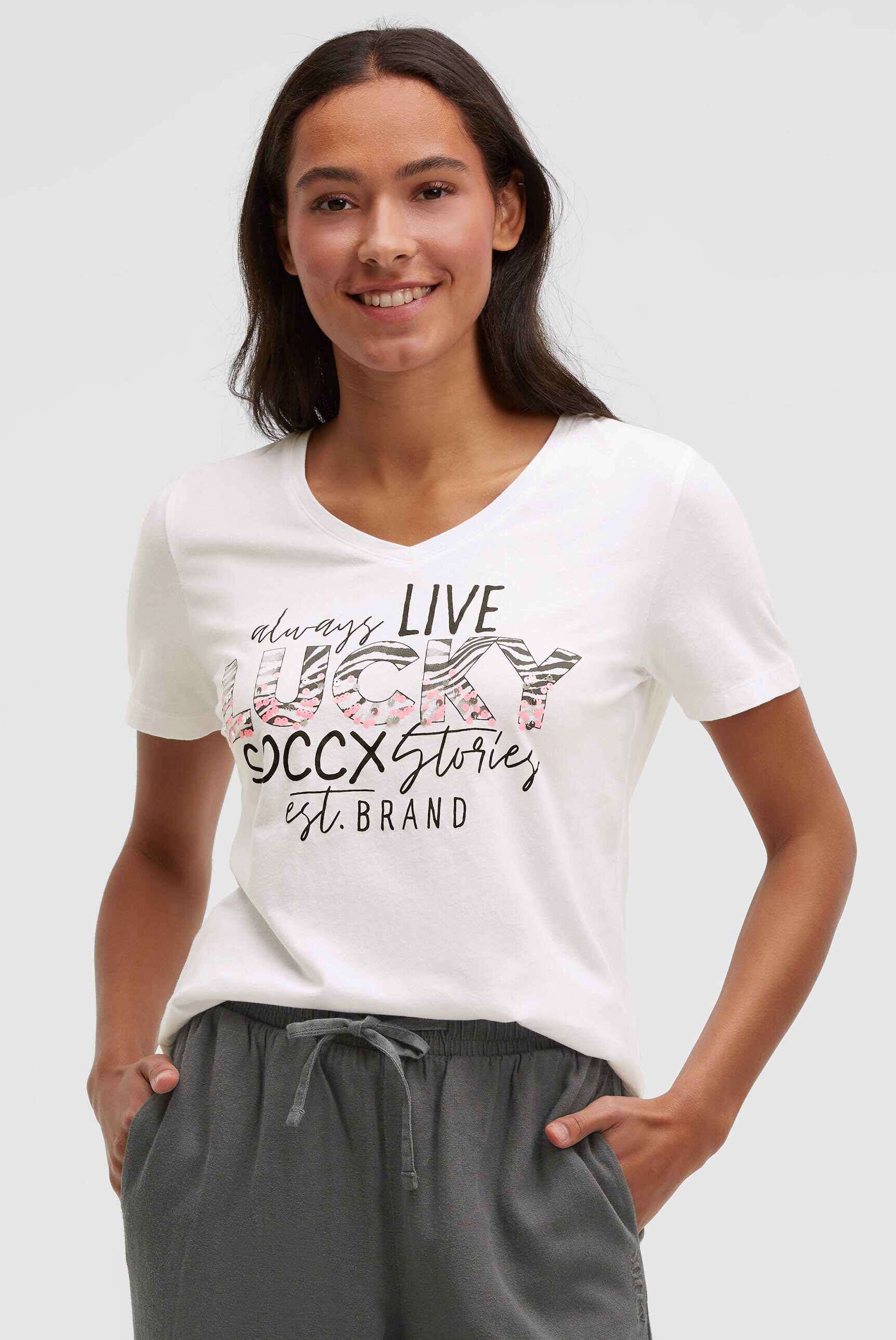 SOCCX V-Shirt aus Baumwolle