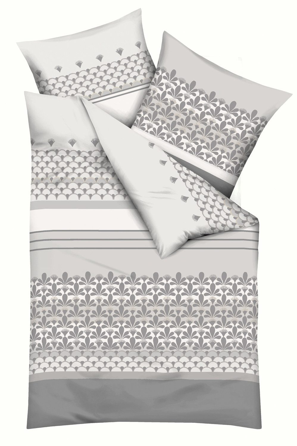 Kaeppel Bettwäsche ANOUK, Weiß, Silbergrau, Baumwolle, Feinbiber, mit Reißv günstig online kaufen